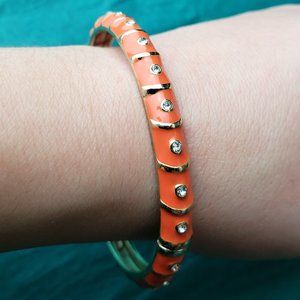 2/20$ signed sequin orange enamel and rhinestones bracelet